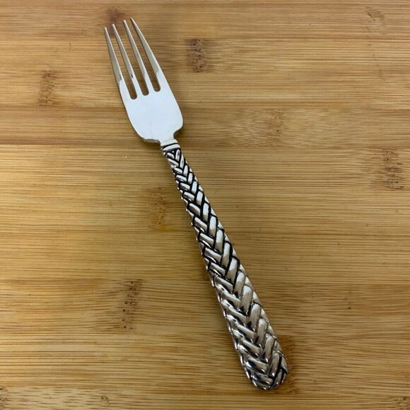 Godinger Weave Silverplate Flatware Lot of 7 Pieces Forks Knives Soup Spoon - Picture 6 of 10